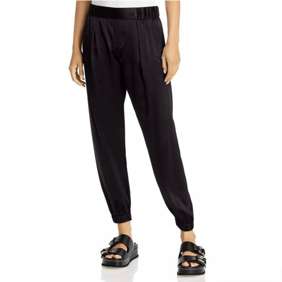 ATM Anthony Thomas Melillo 100% Silk Pull On Jogger Pants Trousers Black Small - Picture 1 of 15